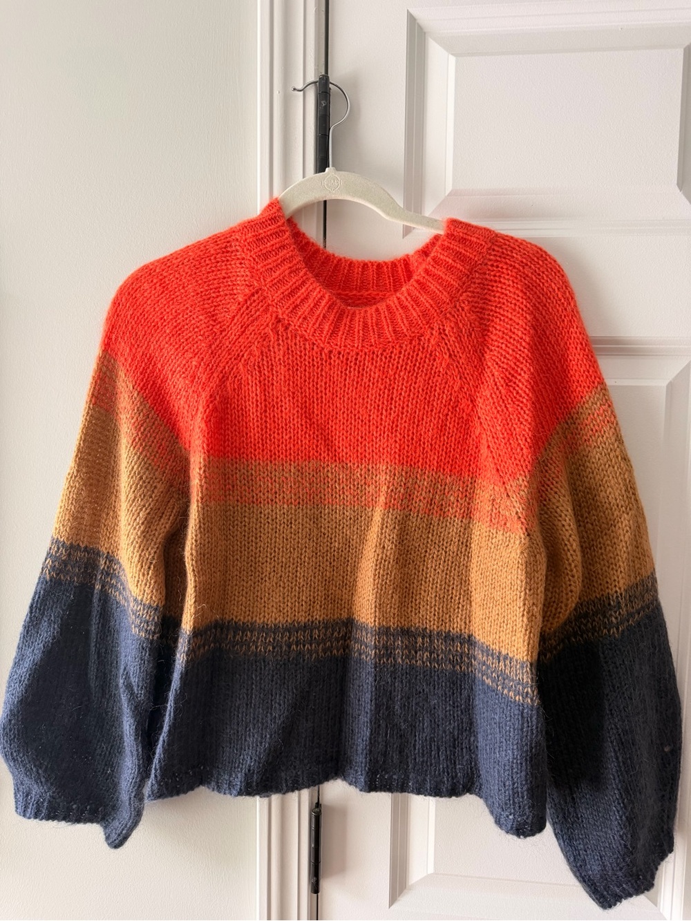 Spiritual Gangster Colorblock Crewneck Sweater - Coral, Tan & Navy